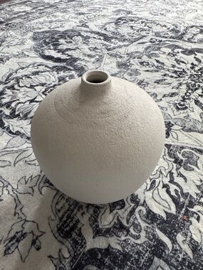 Bouclair Textured Cream Round Ceramic Vase -